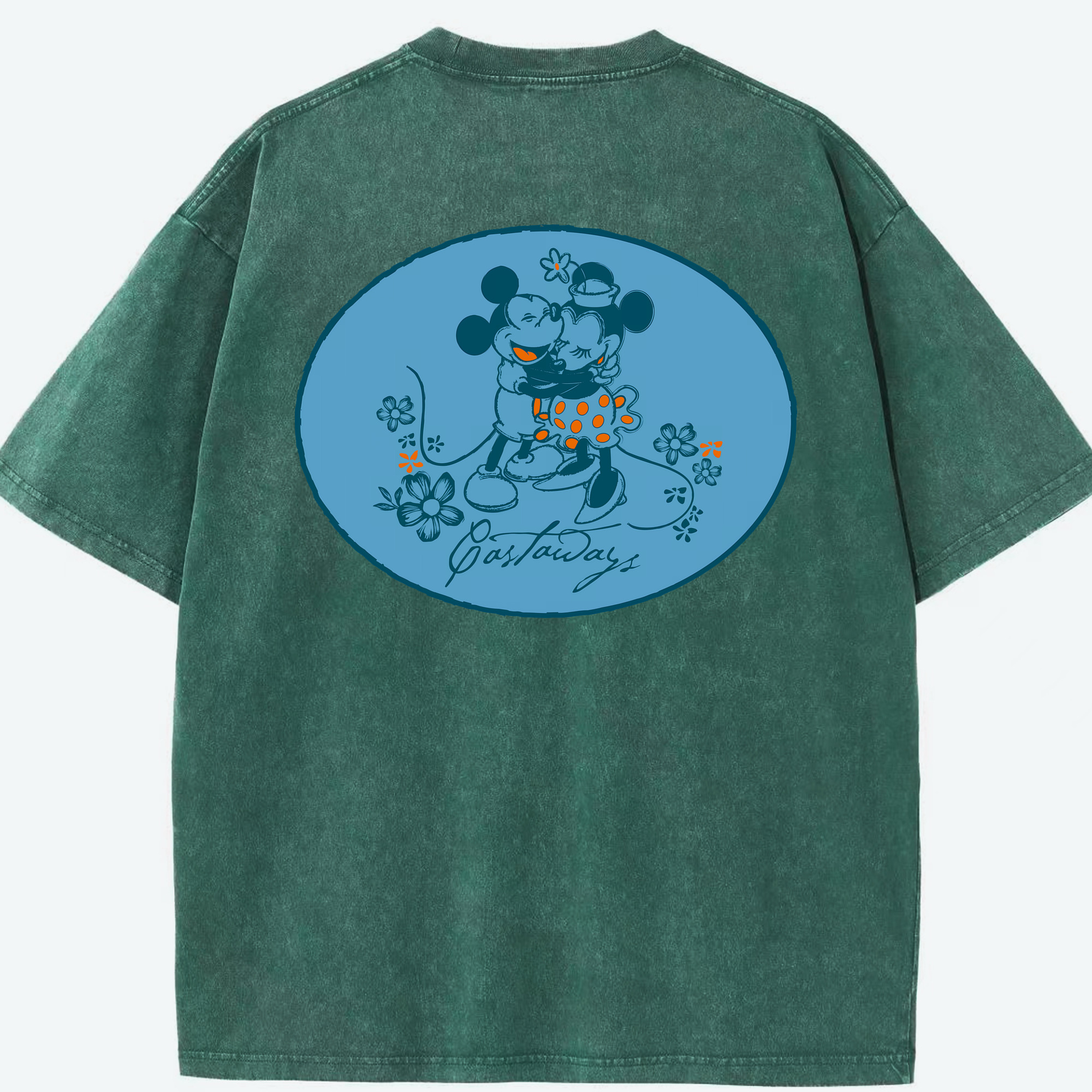 （画像用） ミッキーマウス Mickey Mouse 綿100% ヴィンテージ風 半袖Tシャツ（背面プリント）